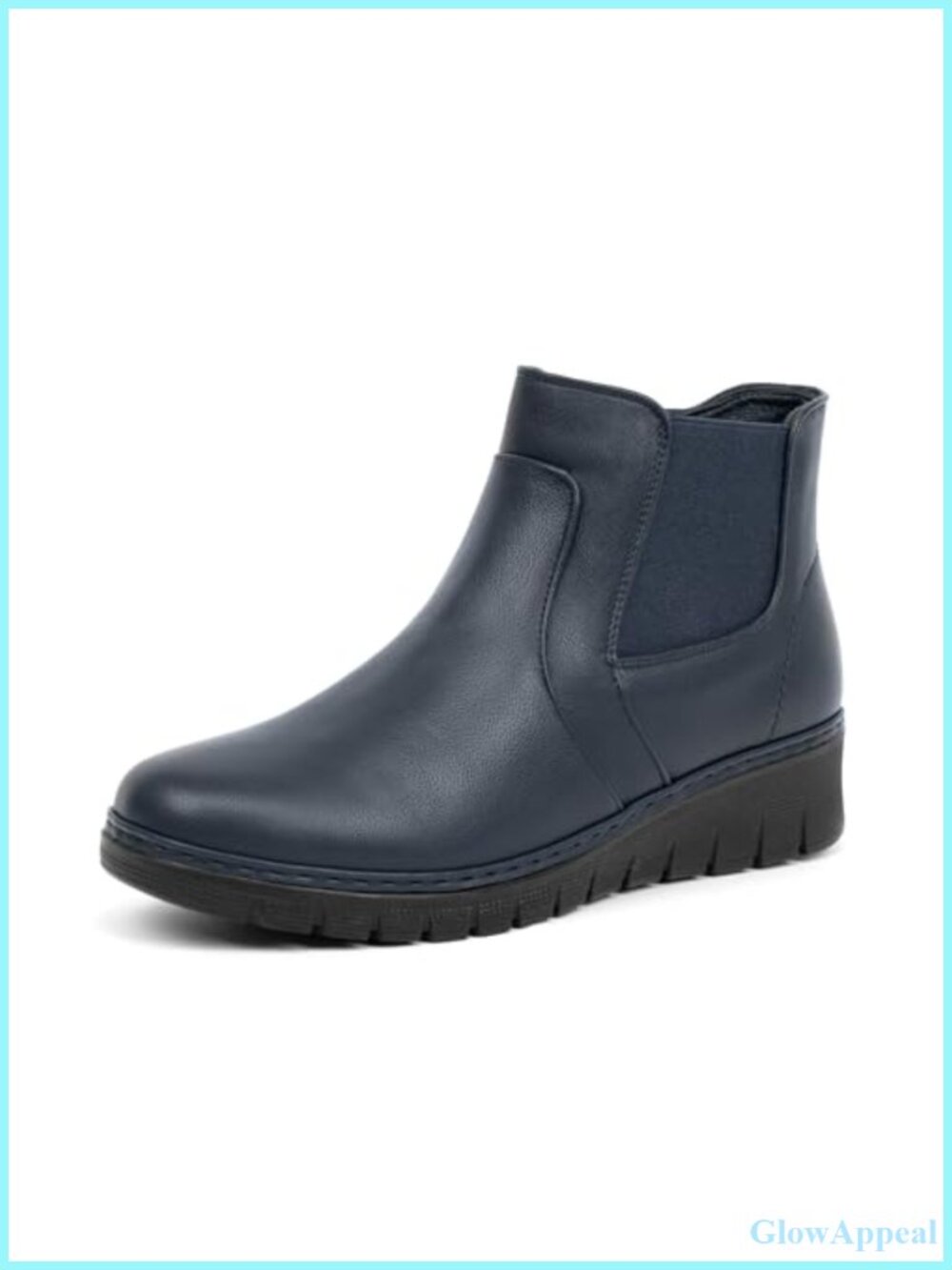 Round Toe Wedge Chelsea Ankle Booties Faux Leather Arch Support